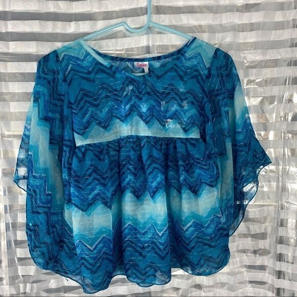 Justice Sheer Dolman Sleeve Blouse - Picture 1 of 4